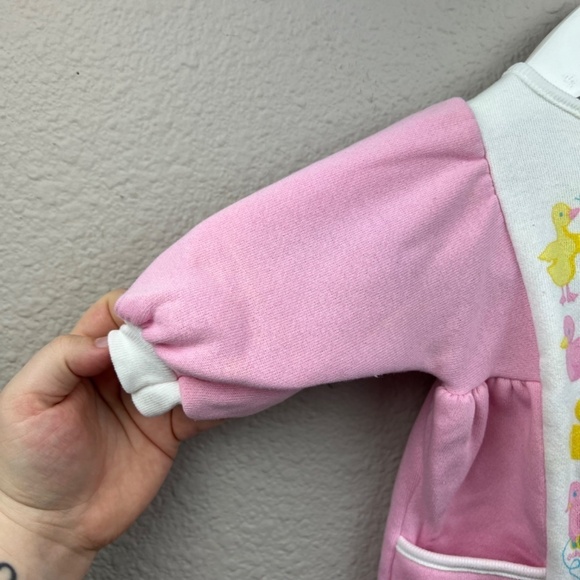 VTG OshKosh Vintage 90's Fleece Jumpsuit in Pink and White Sz 6-9M - Picture 4 of 9